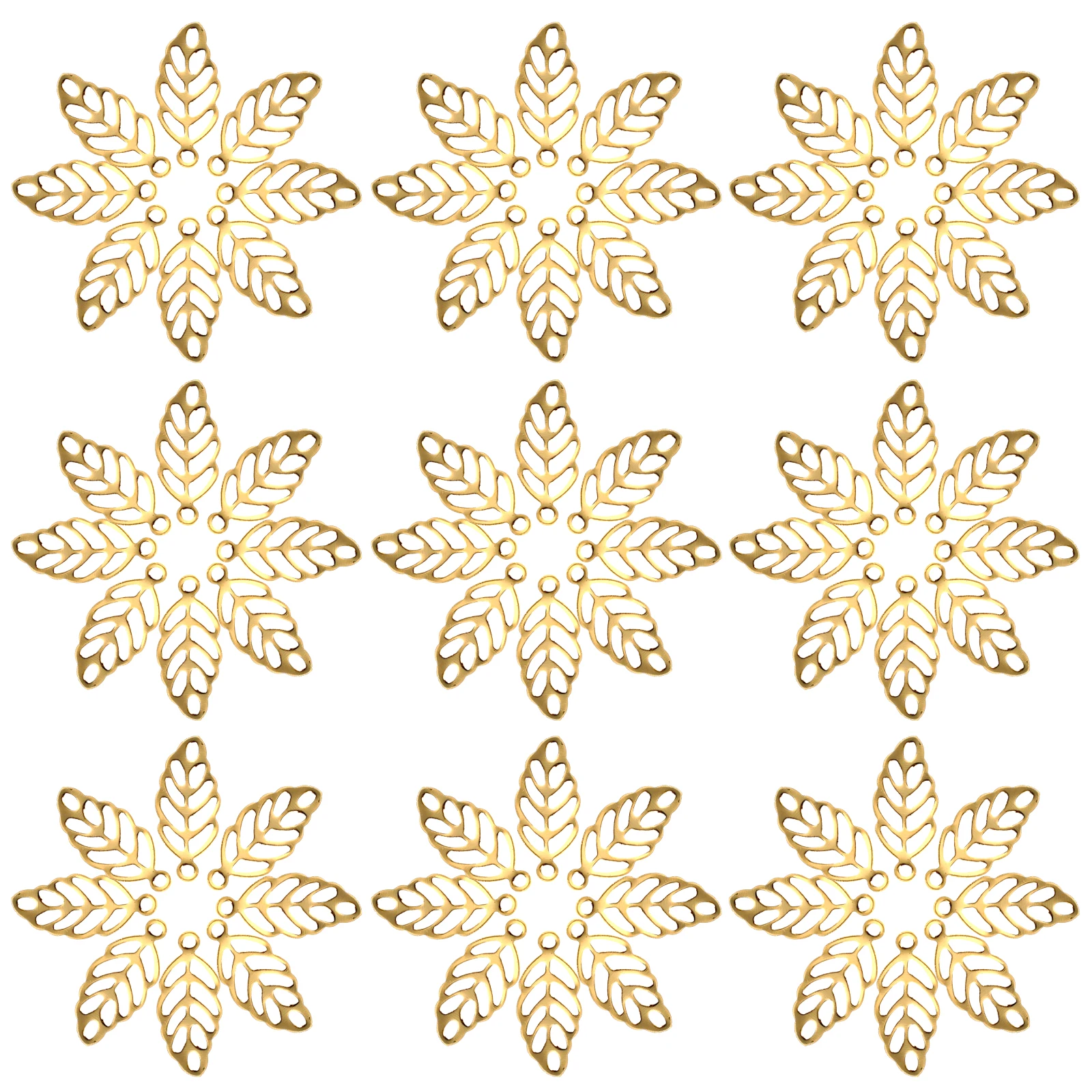 

120pcs Hollow Leaf Pendant Flat Golden Connectors Charms Metal Jewelry Supplies Lightweight Accessories Craft Materials