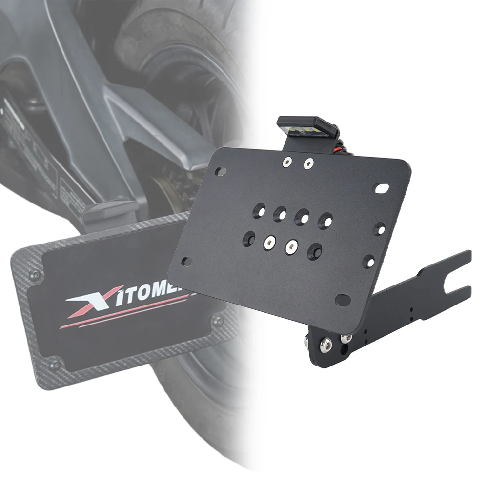 

Universal Motorcycle Registration Number License Plate Holder Bracket With LED Light Fender Eliminator 1 Set Side Mount