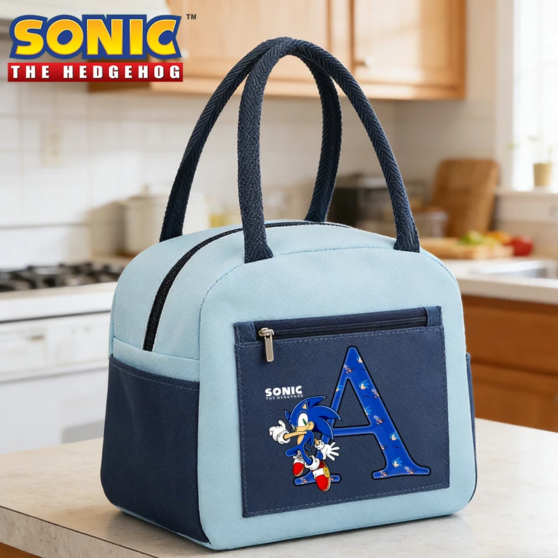 

Sonics Lunch Bag Cartoon Bento Pack Aluminum Foil Rice Bag Meal Pack Boys Portable Lunch Handbag Letter Thermal Insulation Bag