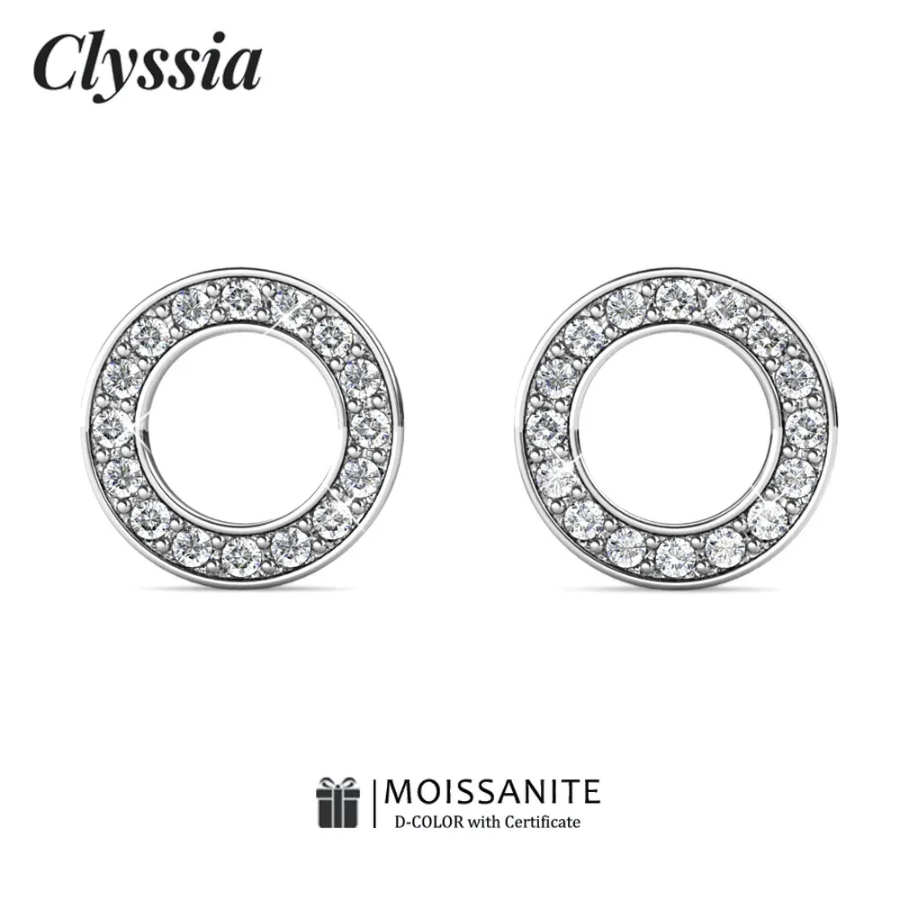 

Серьги-гвоздики CLYSSIA с муассанитом для мужчин и женщин, белое золото 18 карат, стерлинговое серебро 925 пробы, штабелируемые ювелирные изделия унисекс