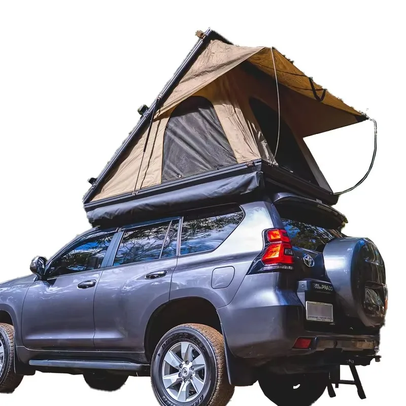 2 Person Outdoor Hiking Aluminum Roof Tent Automatic Canvas Hardshell Camping