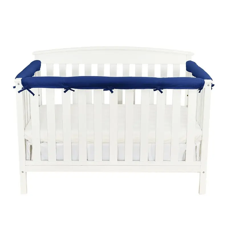B45CLXY Crib Rails Covers Soft Mesh Protector For Teething Edge Corner Guard Coverage Straps For Full Size Crib