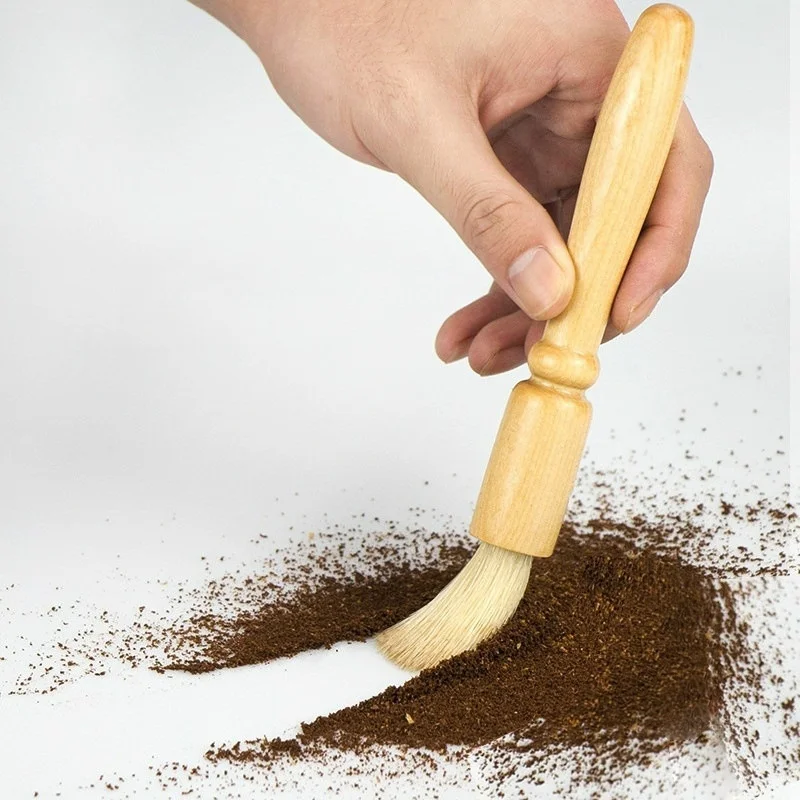 Coffee Machine Brush Wood Handle & Natural Bristles Machine Group Head Cleaning Kitchen Tools Coffee Grinder Brushes