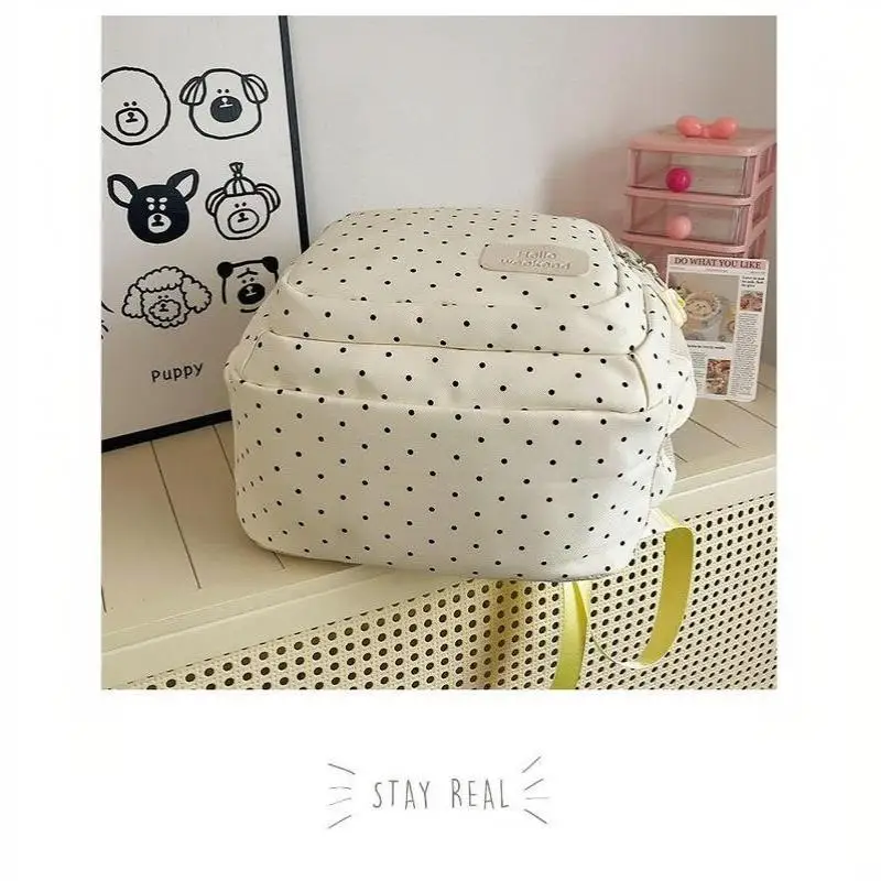 Nylon-Rucksack-Set mit Polka Dots, mehrere Fächer, Reißverschluss, Mädchen-Rucksack-Set, Aufbewahrung von Schreibwaren, Studentenrucksack, Mädchen-Geschenke – Detail 22
