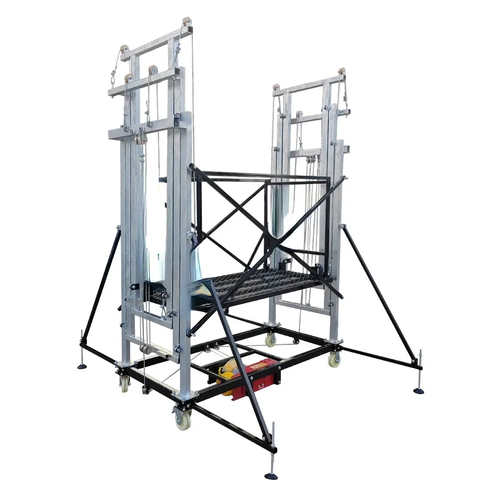 

New movable remote control lifting platform for electric scaffolding, hot-dip galvanized three-section mast model