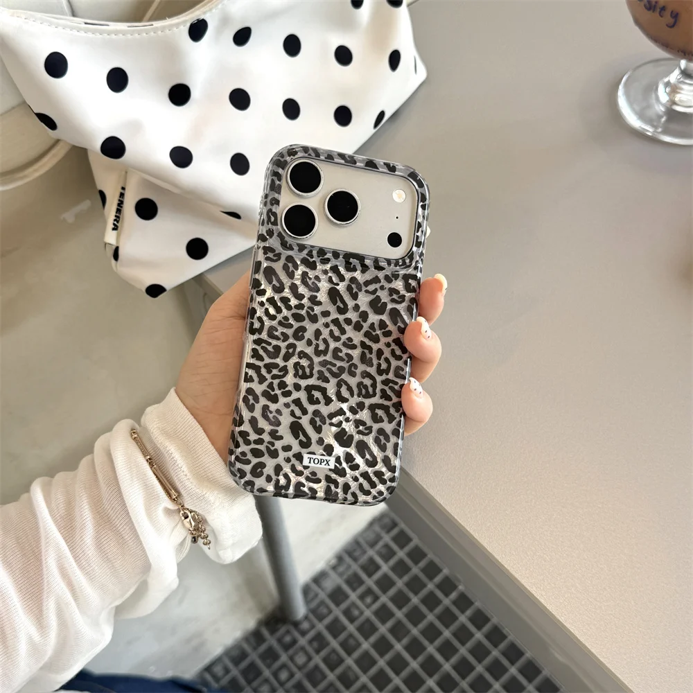 Vintage Leopard Print Shell Texture Phone Case For iPhone 15 16 17 Pro Max Soft Shockproof Protective Phone Back Cover