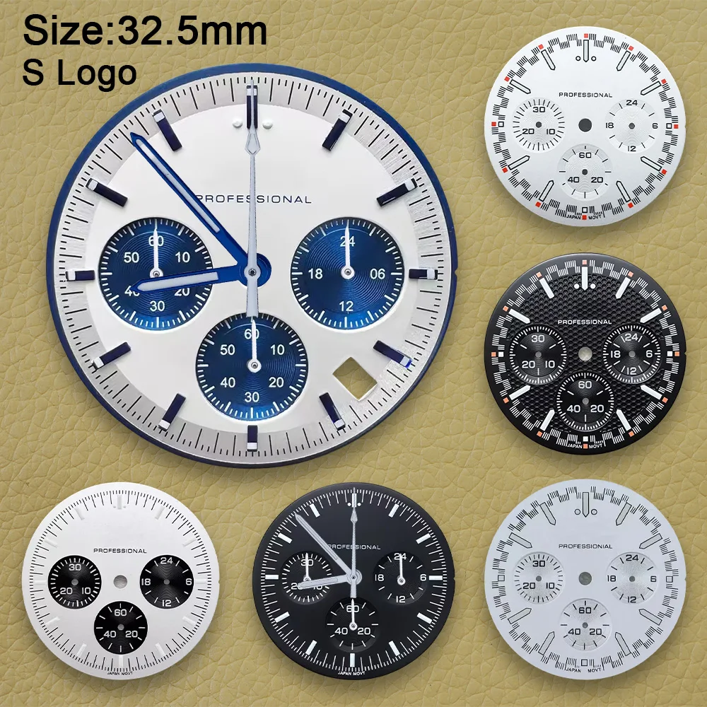 32.5mm S Logo Dial Fit VK63 Movement Green Luminous Speed High-Quality Dial Watch Modification Accessories