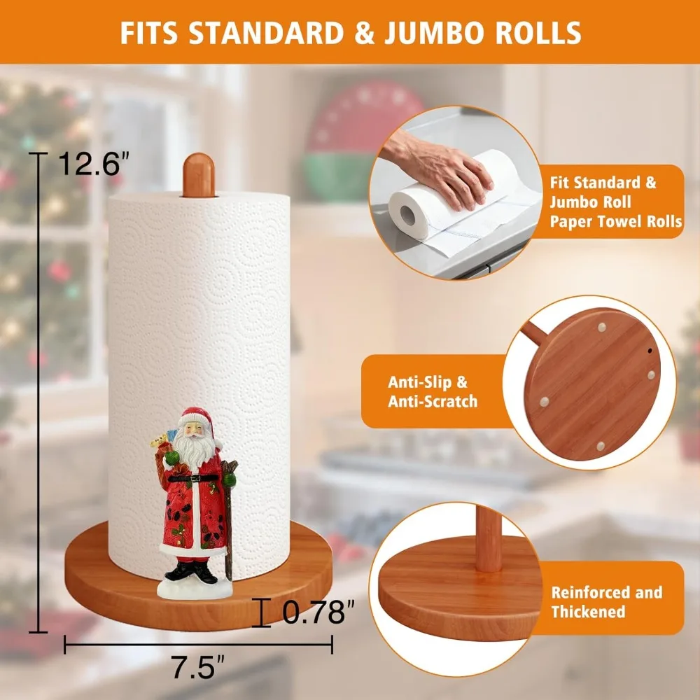 عيد الميلاد حامل المناشف الورقية سانتا كلوز الراتنج حامل خشبي ديكور طاولة المطبخ #4