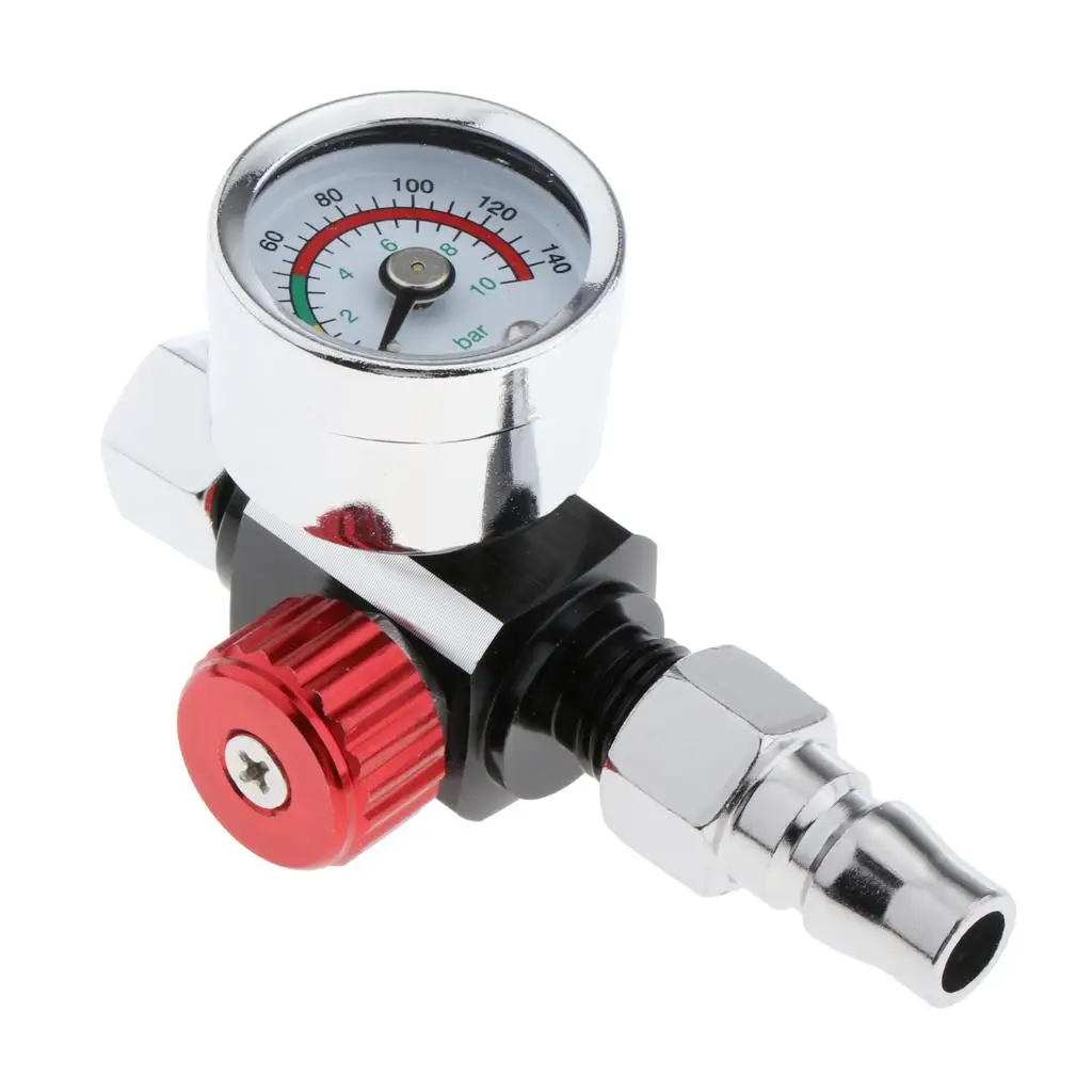 

Universal Alloy Spray Gun Regulator, 0-12BAR Valve with Pressure Gauge Adjustment Gauge,Spray Gun Air Pressure Regulator Gauge