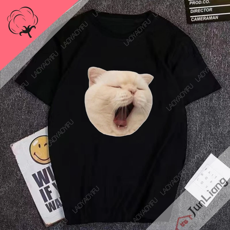 100% Cotton Youthful Woman Clothes for Women Huh Cat Meme Hot Sale Novelty Hip Hop Top Y2k Tops Female Clothing Harajuku Fashion