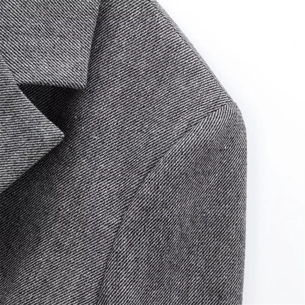 2025 RARA شتاء منتج جديد المرأة موضة عادية طوق كم طويل زر واحد نسيج قطري معطف بدلة فضفاضة