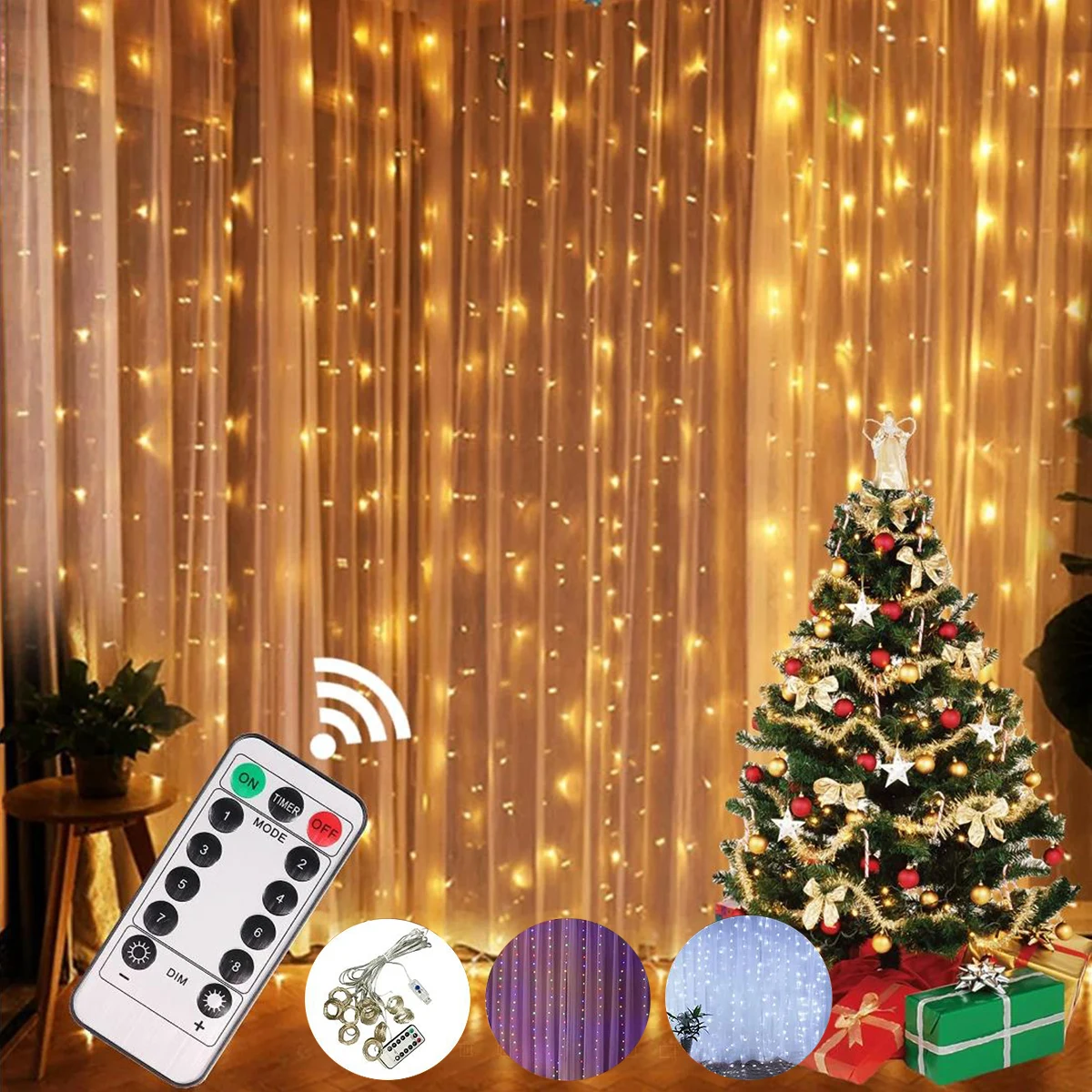 Christmas Lights Curtain Garland Merry Christmas Decorations For Home Christmas Ornaments Xmas Gifts Navidad Natal 2024 New Year