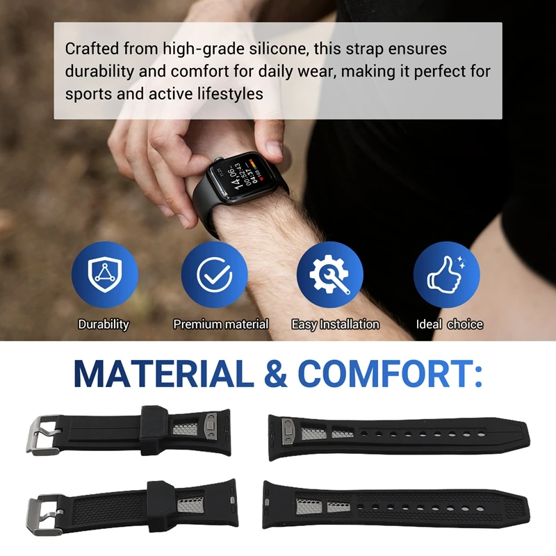 Strap For Apple Watch Band 49Mm Rubber Sport Bracelet Wristband Replacement Accessories