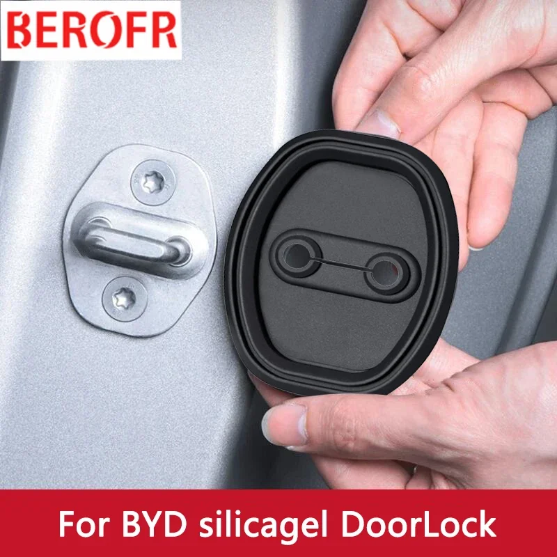 4pcs Silicone Car Door Lock Buckle Anti-collision Protective Cover For BYD Atto 3 Dolphin Seal Seagull Destroyer 05 Frigate 05 S