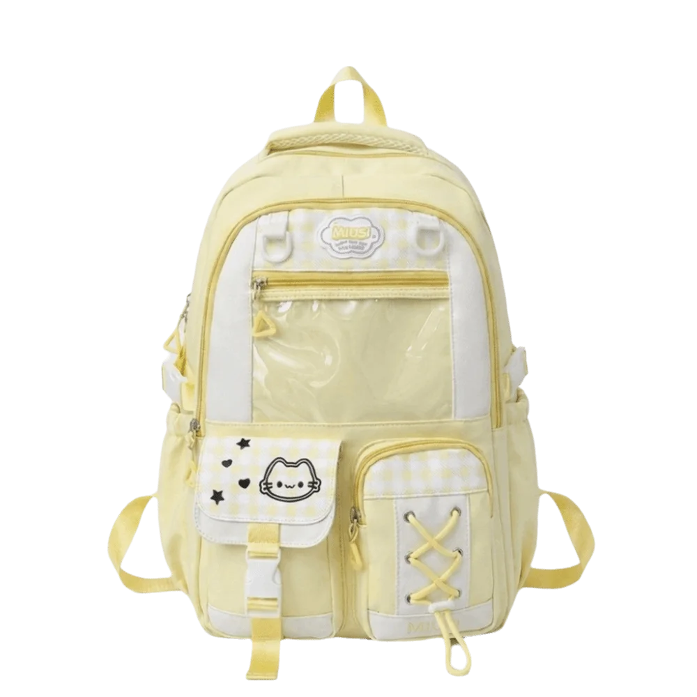Preppy-Style Schulrucksack mit mehreren Fächern, großem Fassungsvermögen, leichtem Gewicht, Reißverschluss, mehreren Taschen, kariertem Farbblock-Design, Tagesrucksack – Detail 6