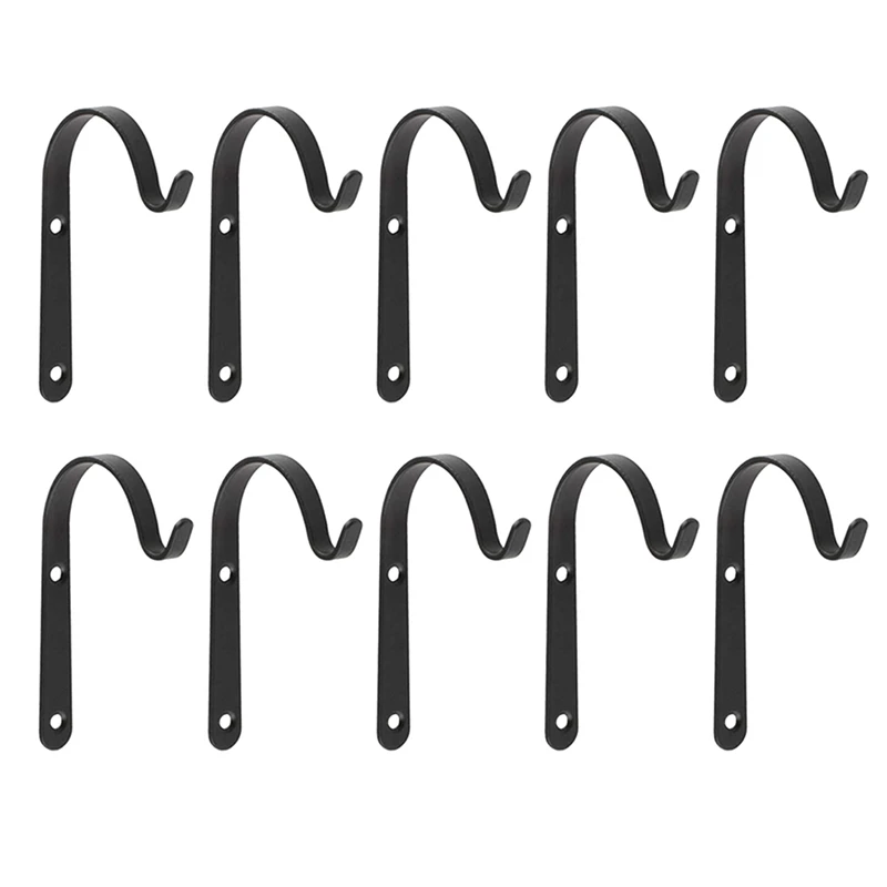 Set Of 10 Hanging Basket Bracket Hooks Iron Wall Hanging Hooks Curved Up Plant Hook For Hanging Bird Feeders, Lanterns