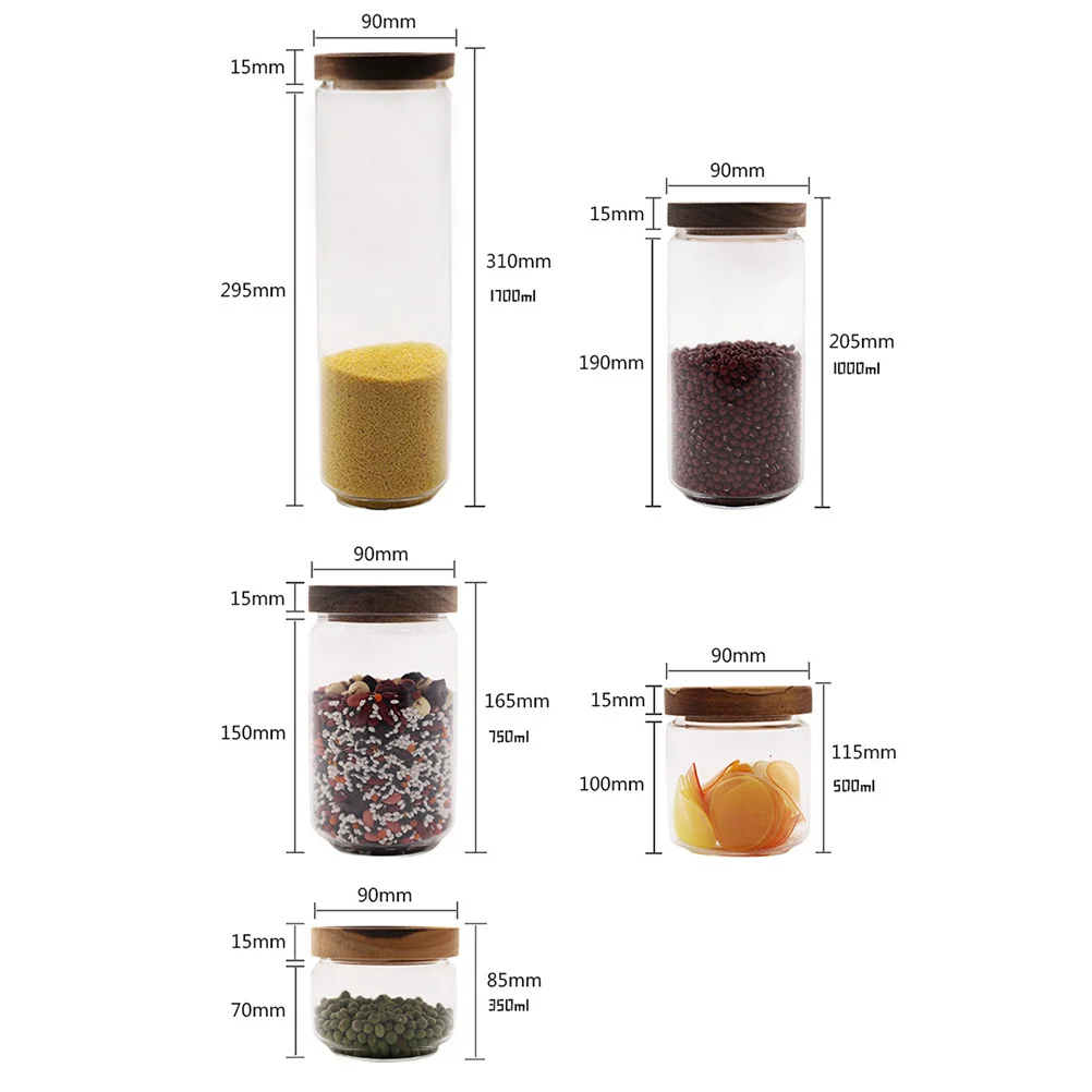 

1000ml Glass Storage Tank High Borosilicate Transparent Thickened Portable Kitchen Sealed Jar for Grains Tea Spices Storage Jar