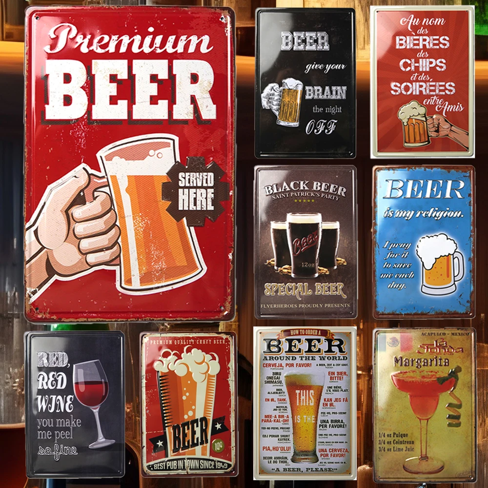 

Creative Beer Metal Sign Plaque Metal Sign Vintage Pub Funny Tin Sign Wall Decor for Bar Pub Club Man Cave Tin Plates Vintage