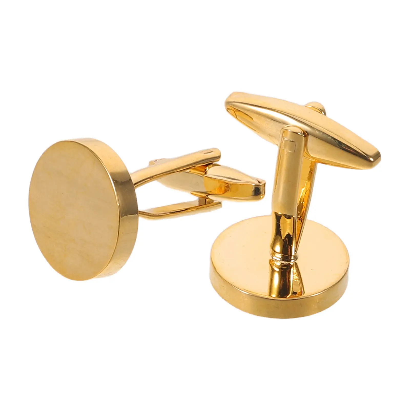1Pair Round Copper French Cufflinks Solid Color Plated Classic Men's Shirt Accessories Business Gift Travel Souvenir