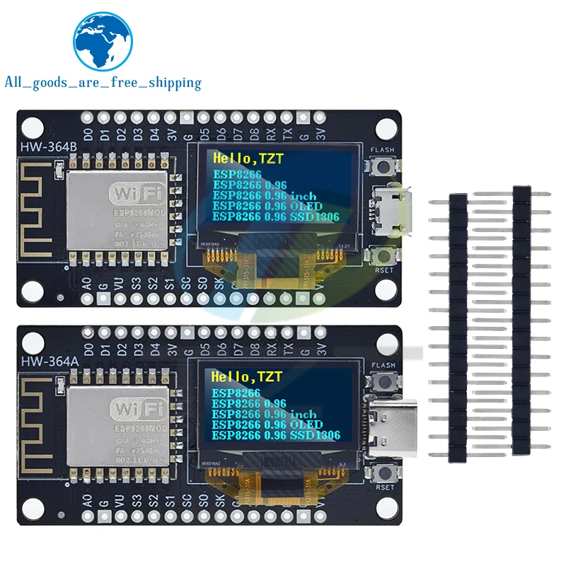 NodeMCU ESP8266 V3 Development Board With 0.96 Inch OLED Display CH340 ESP-12F WiFi Module TYPE-C USB For Arduino/Micropython