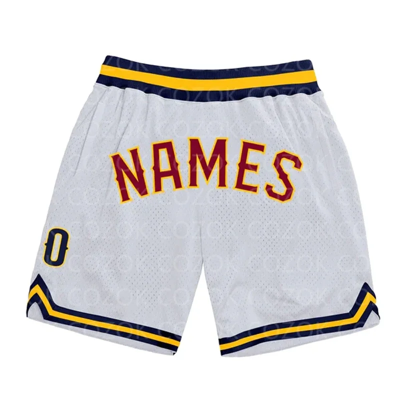 Custom White Authentic Basketball Shorts 3D Printed Men Shorts Custom Name Mumber Quick Drying Beach Shorts