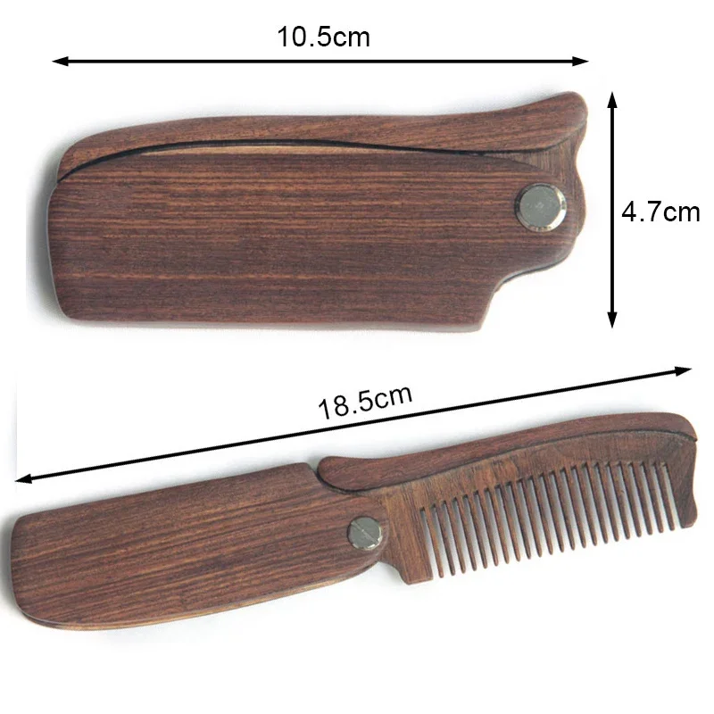 

Black Gold Sandalwood Beard Comb Kits for Men Foldable Wood Comb with PU Leather Case Beard Care Grooming Mustache Styling Tools