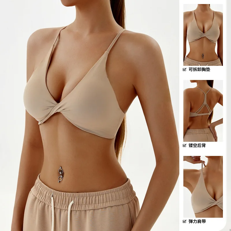 

Women Sports Bra Hollow Back Sexy Workout Bra Pure Color Fitness Bralette Sexy Out Sports Bra for Women Workout Top Pure Color