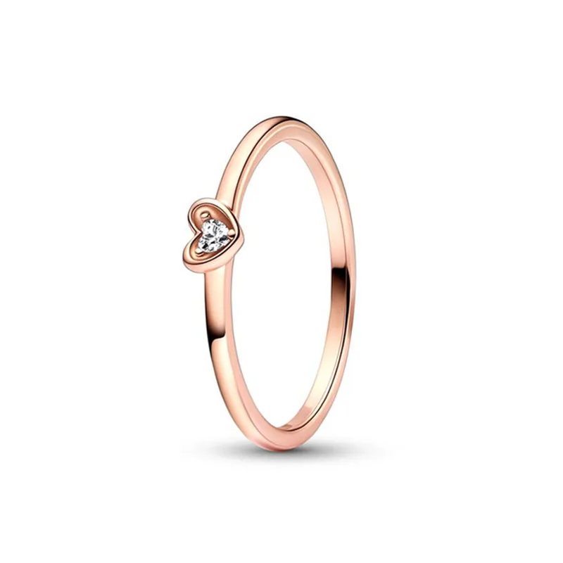 Anillo de plata 925 para mujer, sortija de corazón deslizante de dos tonos, estilo europeo, joyería artesanal