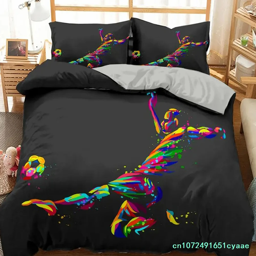 Basketball Football Printed Duvet Cover Set Queen King Size Polyester Comforter Cover Sport Bedding Set For Boys Girls Teen