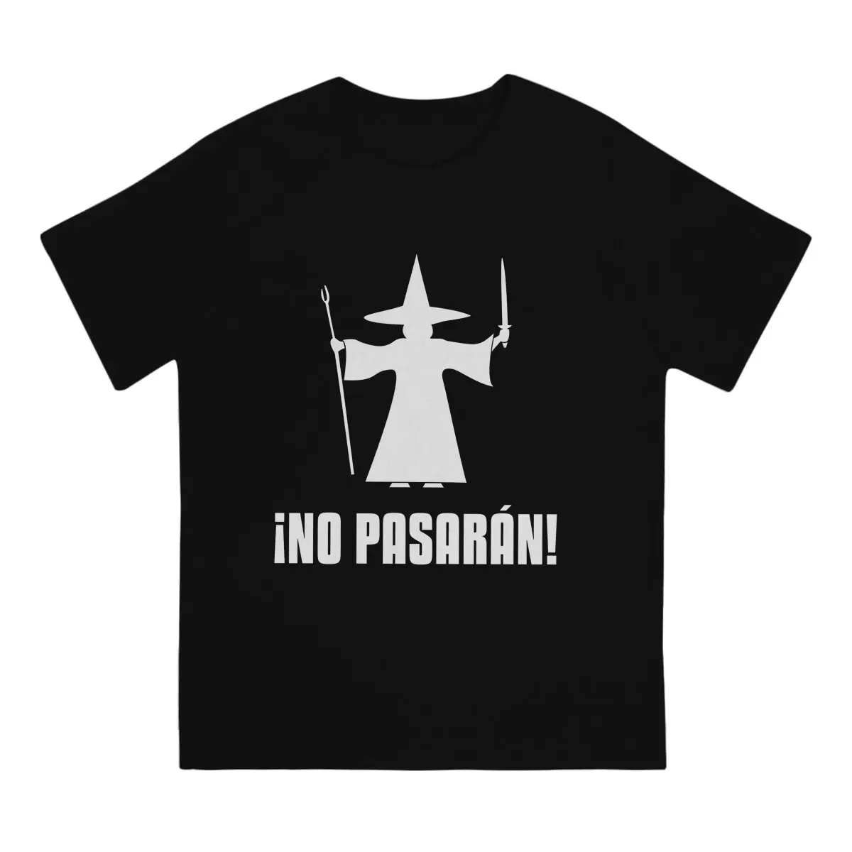 Men's T-Shirt Anti-Fascist Wizard Funny Pure Cotton Tee Shirt Short Sleeve No Pasaran T Shirt Crewneck Clothing Party