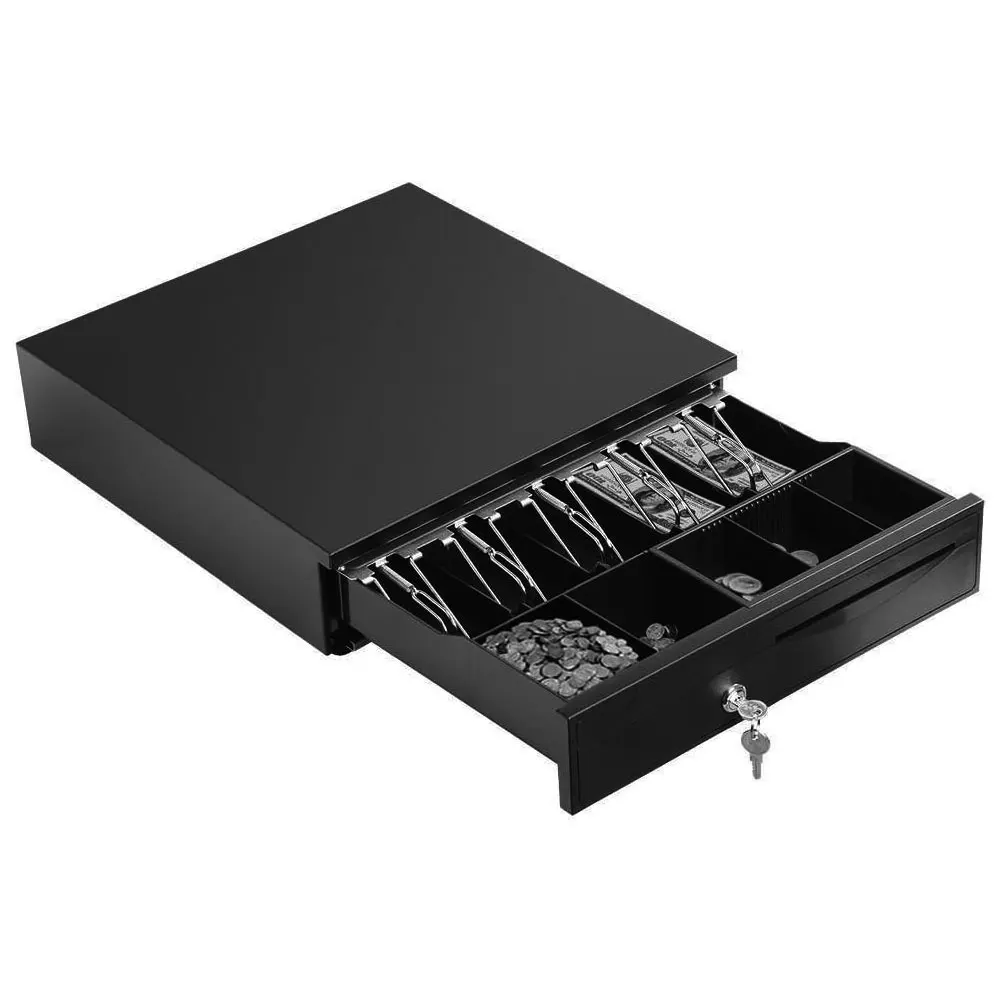 Money Till Drawer Cash Machine - Black Robustness 12V Heavy Duty Cash Till Drawer Registers Tray Removable Insert