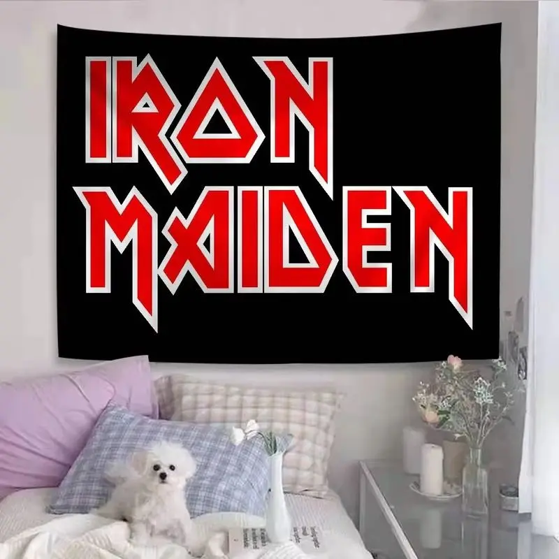 VIKAMA Vintage Heavy Metal Band Tapestry, Iron Maiden Rock Concert Soft Wall Covering, Home Decor for Metal Fans