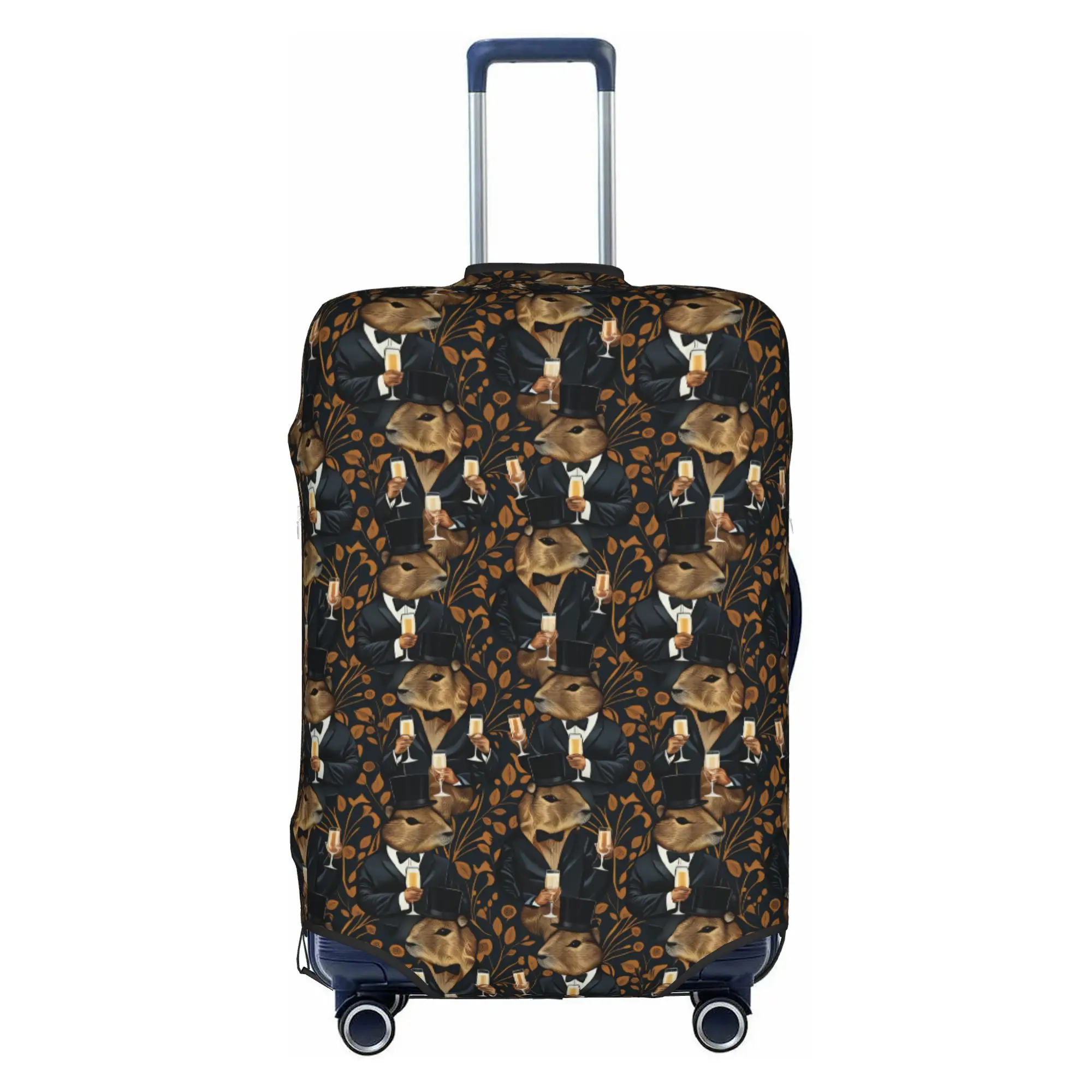 Funny Capybaras  Luggage Cover Protector Cute Tuxedos Champagne Party  Travel Suitcase Covers for 18-32 Inch