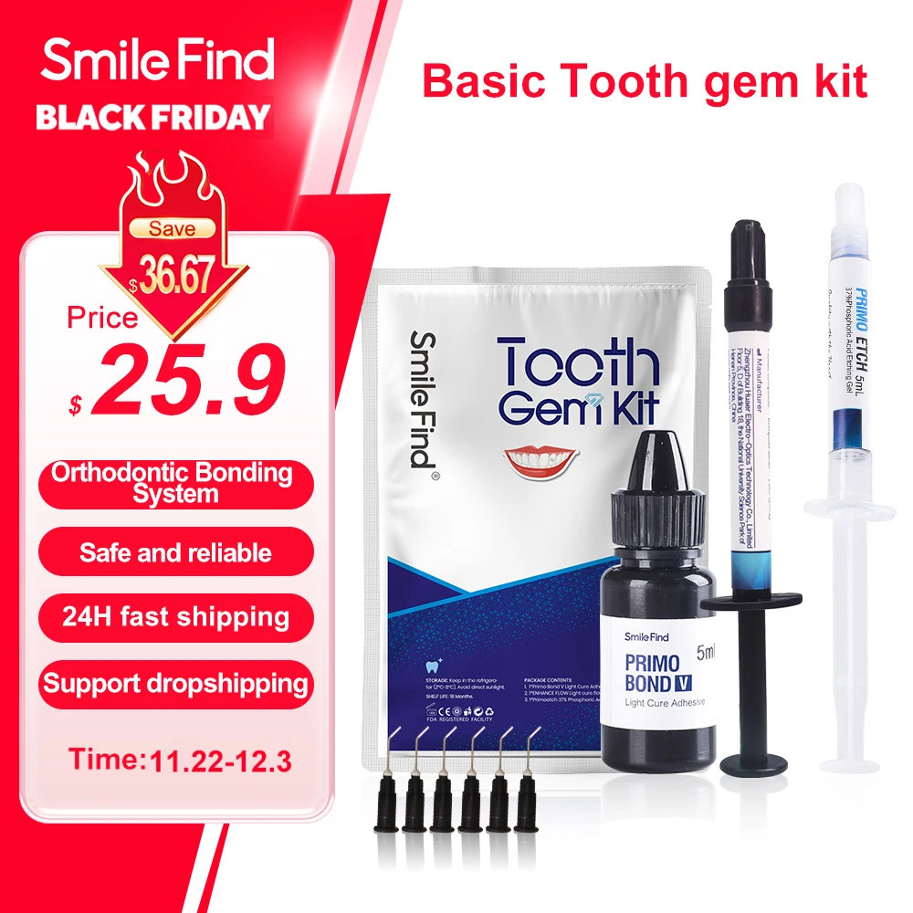 

Tooth Gem Kit Glue DIY Gems Diamond Crystal Jewelry Etching Gel Light Cure Teeth Decoration Dental Adhesive Bonding Materials