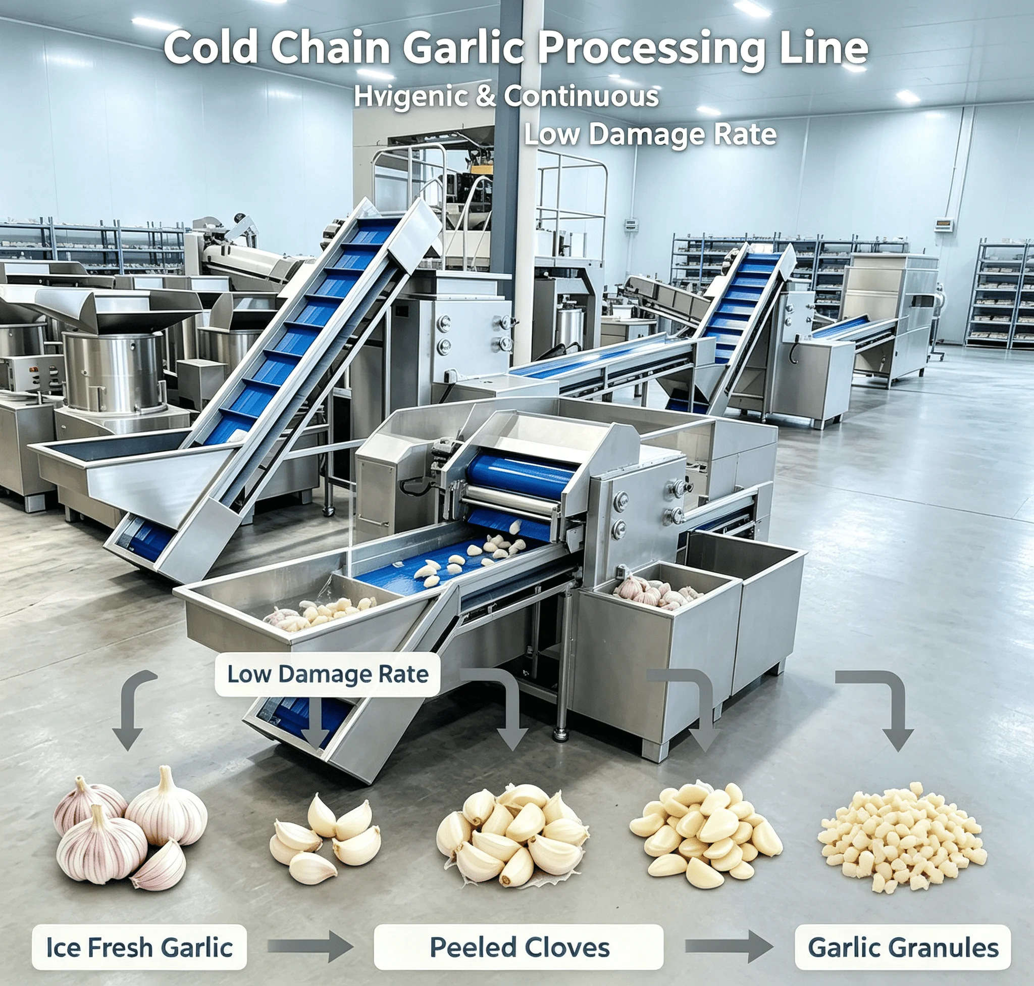 Spice Paste Production Line Industrial Garlic Onion Peeling Machine For Root Vegetable Processing Customized