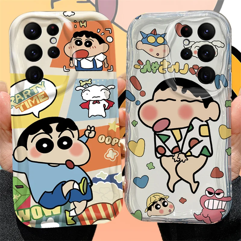 C-Crayon S-ShinChan Wave Phone Case For Samsung Galaxy S24 S23 S22 S21 S20 Ultra Plus FE A25 A55 A35 A15 A05 A05S Soft TPU Cover