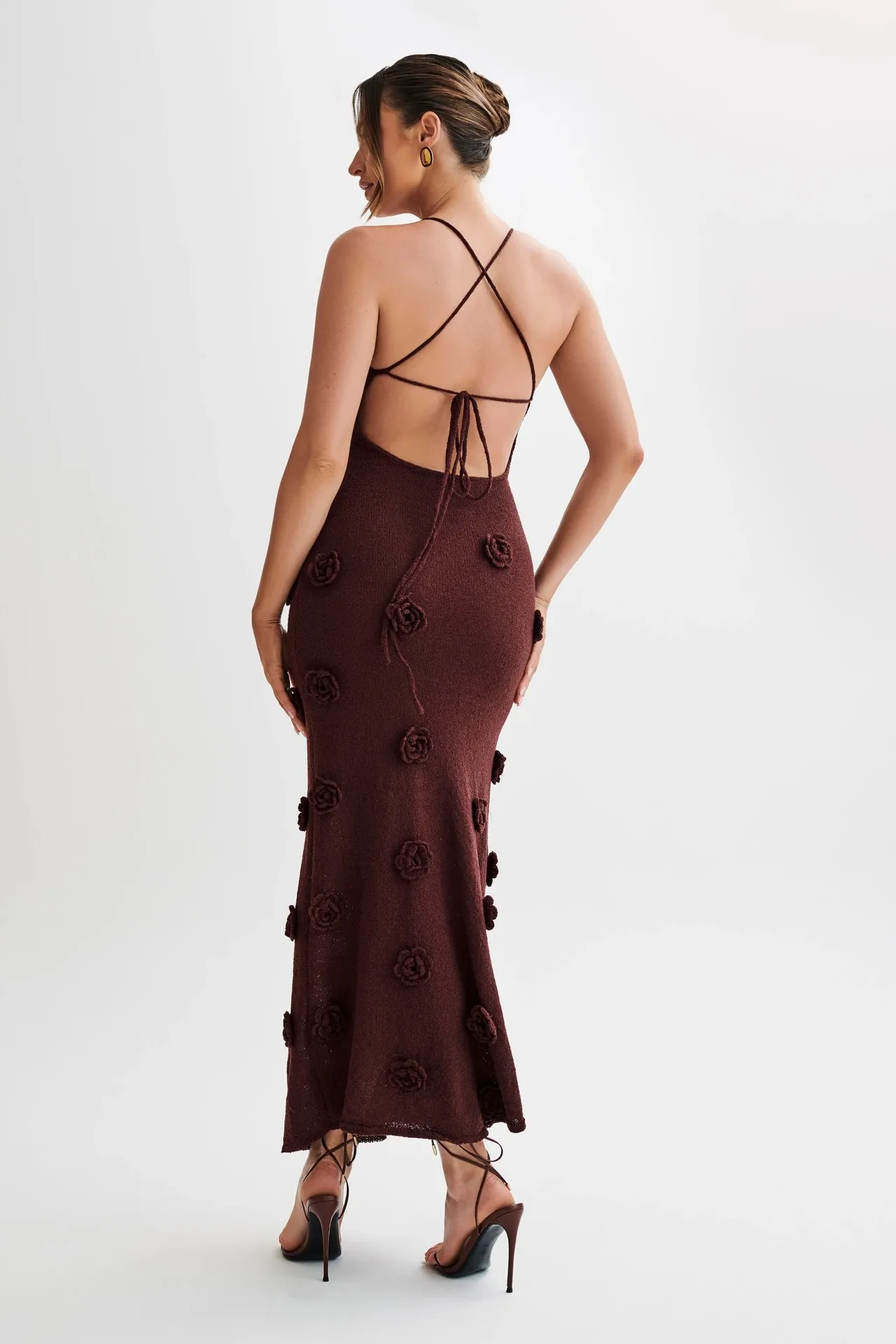 Chic 3D Floral Maxi Sexy Sleeveless Dress Women Fashion V-neck Backless Long Dresses New White Lady Party Beach Holiday Robe 