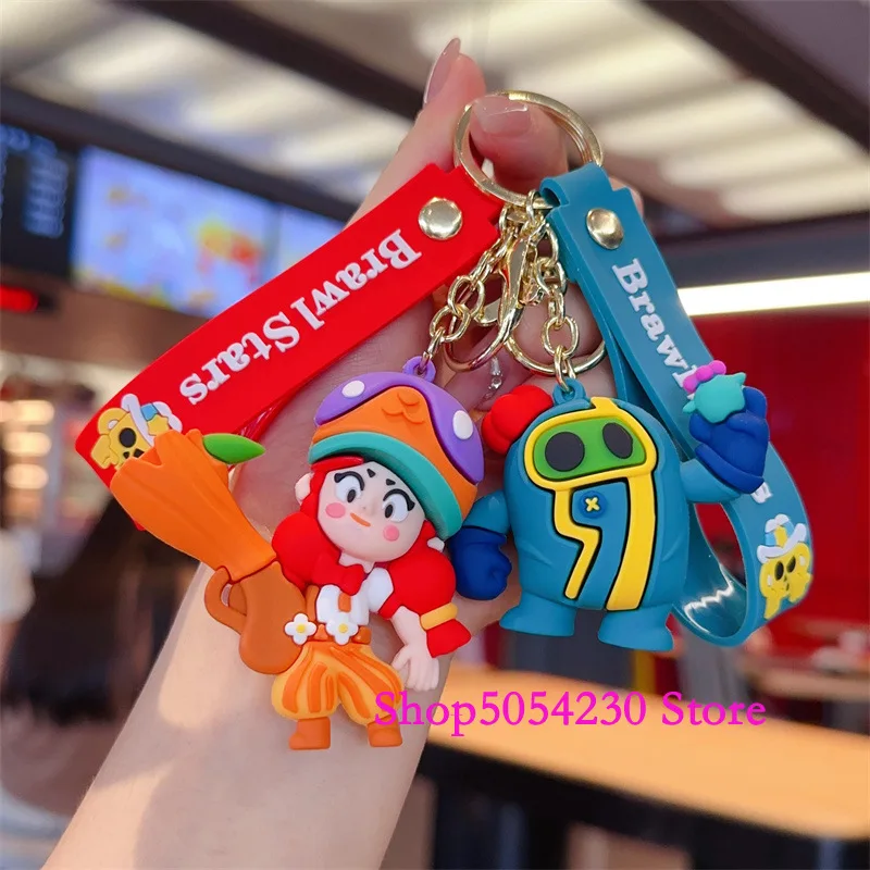 Llavero de silicona con temática del juego Brawl Stars, figuras de anime, anillos para llaves, decoración coleccionable desechable de Leon, amuleto para bolso, Crow