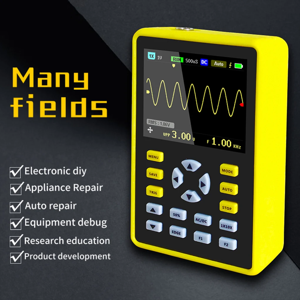 

Digital Oscilloscope 500Msa/s 100Mhz Analog Bandwidth Professional Rechargeable Signal Generator 2.4 Inch Measuring Instrument