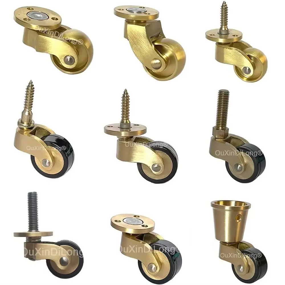 4PCS 1Inch Brass + Rubber Universal Furniture Wheels Table Chair Sofa Smoothly Mute Casters Furniture Rollers Runners Z528