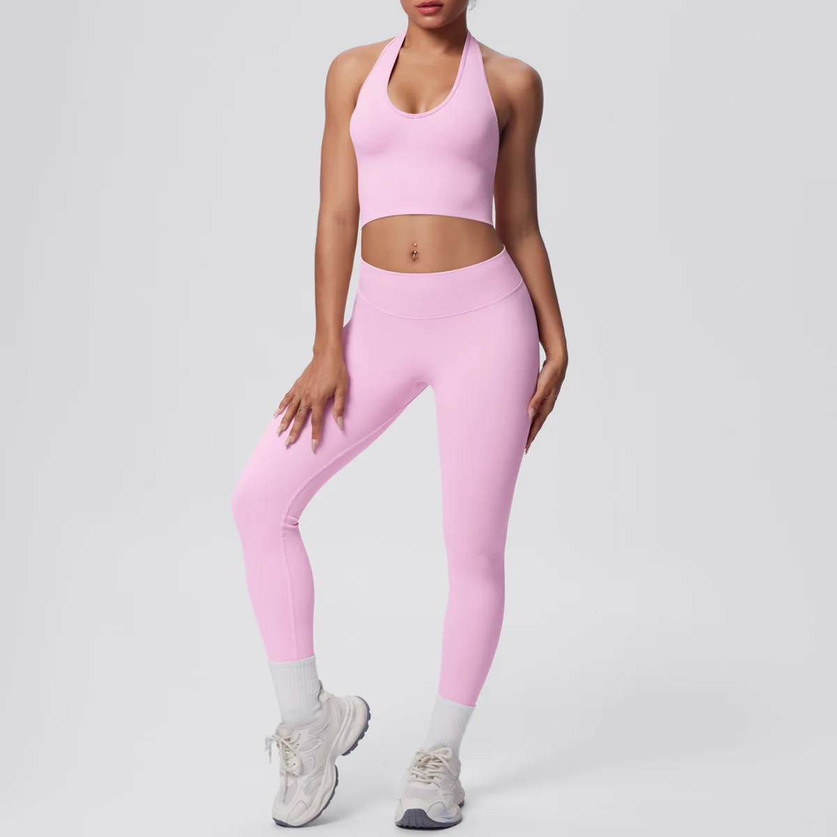 

Women Gym Sets V Neck Bras Leggings Suits Fitness Sports Casual Workout Athletic Scrunch Yoga Pants Tights 2 Pecs Sportswear