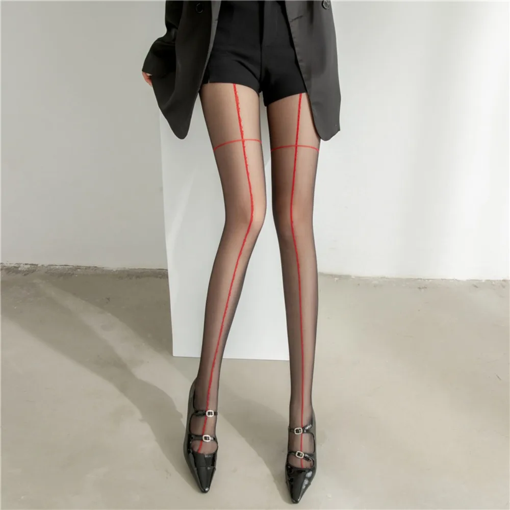 Elastic Transparent Pantyhose Fashion Ultra-thin Korean Style Women Tights Ins Style Leggings Stripe Stockings Girl