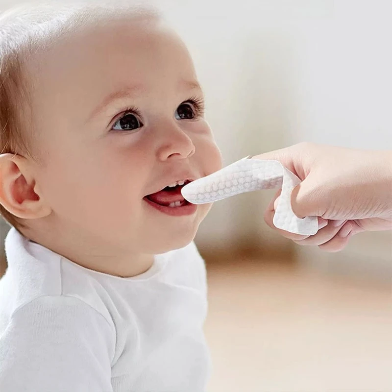 32/64/128 قطعة الطفل منظف الفم غطاء الاصبع فرشاة أسنان الطفل غير المنسوجة النسيج اللسان غسل رعاية صحة أسنان الطفل #4