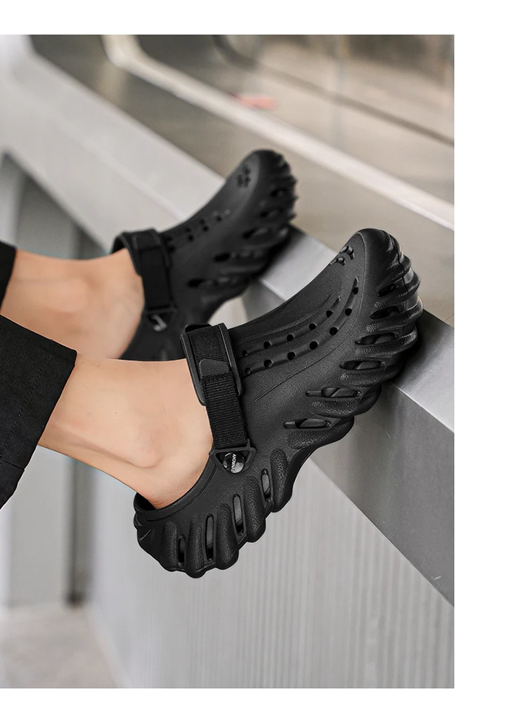Marken-Herren-Slipper – Weiche und bequeme perforierte Outdoor-Schuhe, wasserdicht, höhenerhöhend, coole EVA-Fahrschuhe – Detail 22