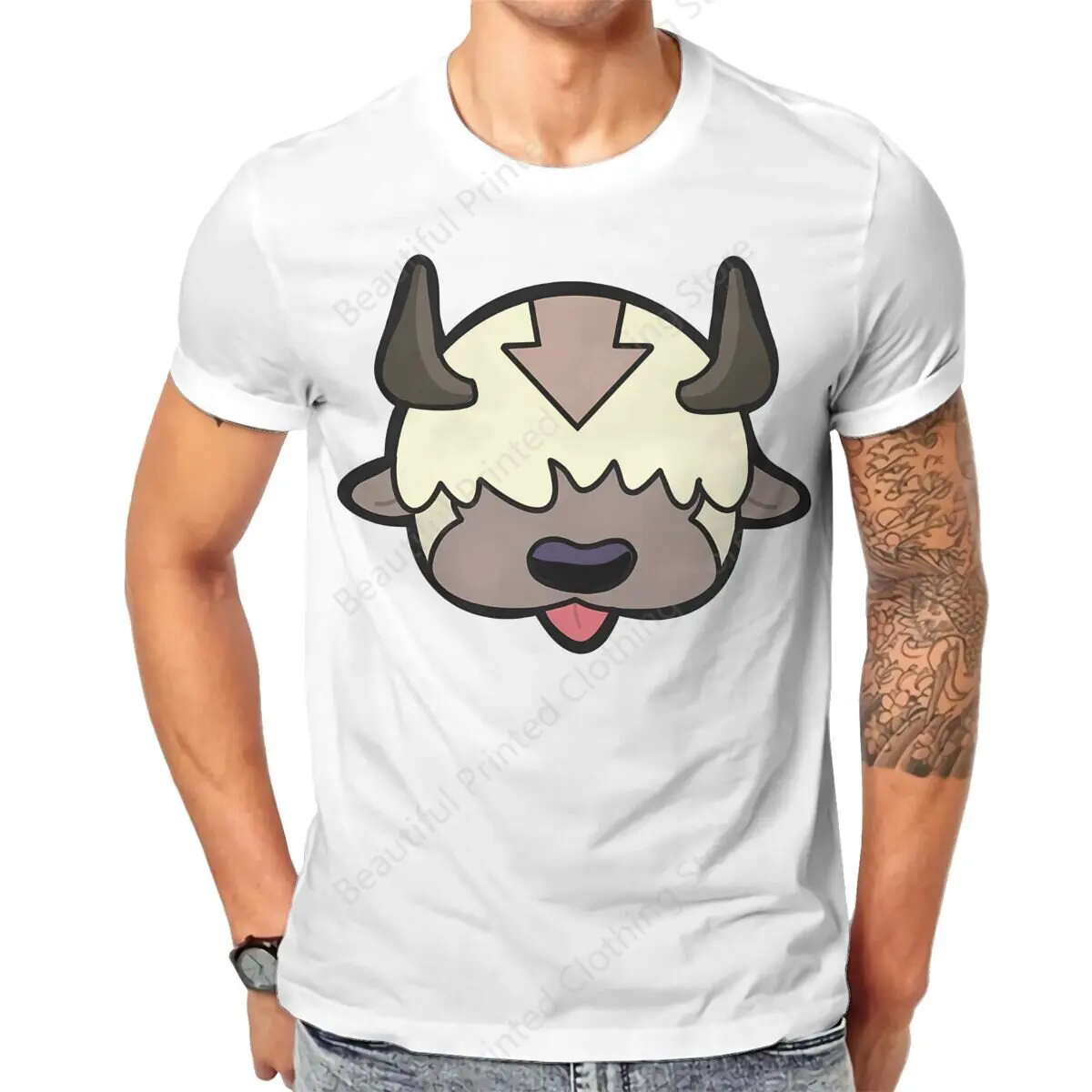 The Last Airbender Men Women  Fashion T-shirt Cute Appa Yip Yip Printed Short Sleeved T-shirts Street Short Sleeve