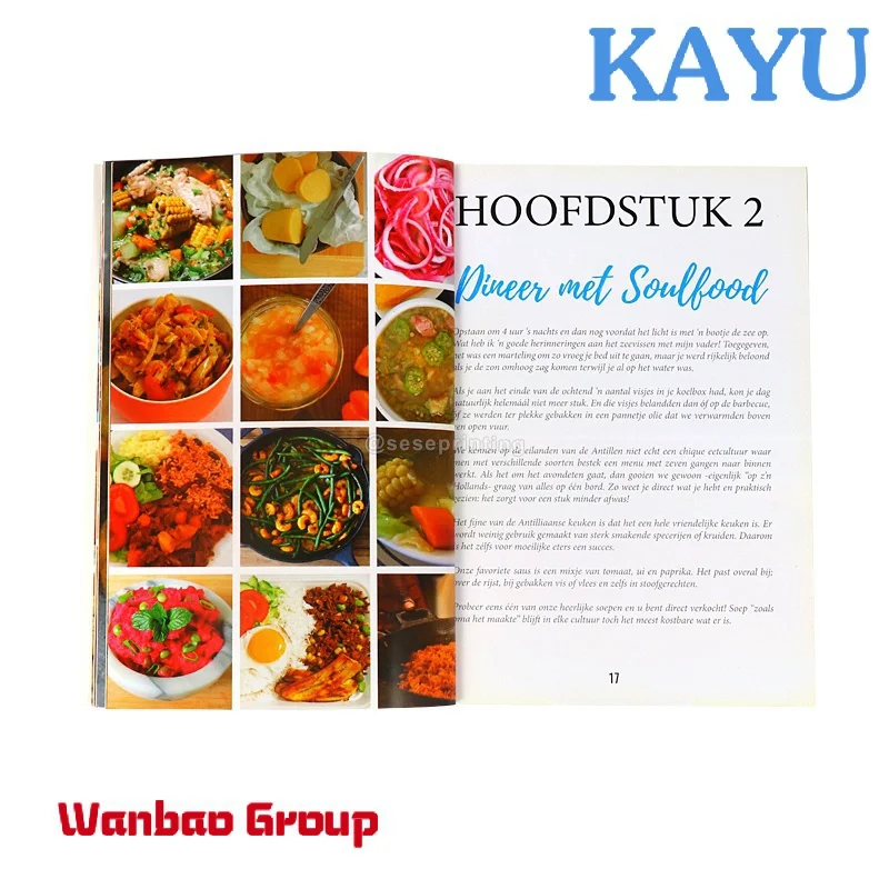 Custom Paperback Boek Recept Boek Afdrukken Softcover Leerboek Kookboek Afdrukken Full Color Restaurant Menu