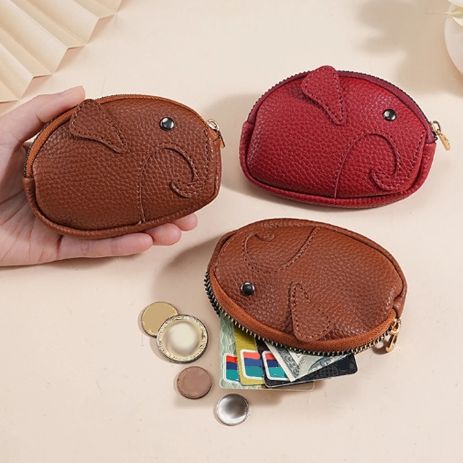 1 Piece Cute Cartoon Baby Elephant Mini Change Bag Wallet Creative Zipper Coin Bag Storage Bag