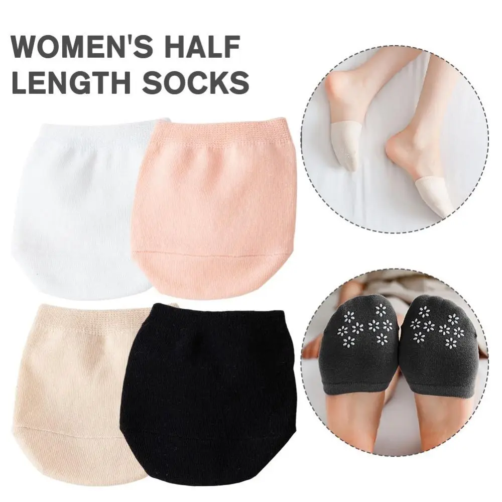 New Pure Cotton Invisible Half Sock Toe Covers Front Half Foot Socks Silicone Anti-slip Invisible Ship Sock