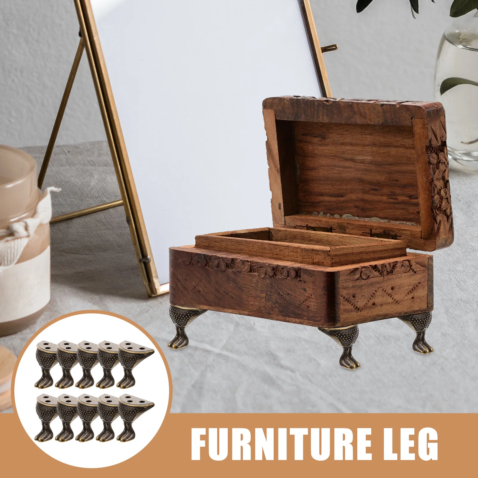 

10pcs Furniture Legs Metal Zinc Alloy Durable Corner Design For Wooden Boxes Gift Boxes Replacement Sofa Legs Table Leg Extender