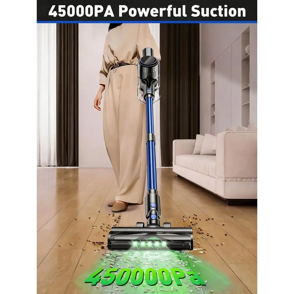 45KPA 8 in 1 Lightweight Vacuum Cleaners for Home, 50Mins Anti-Stick, LED Display, Rechargeable Vacuum for Pet Hair/Carpet/Floor view 2
